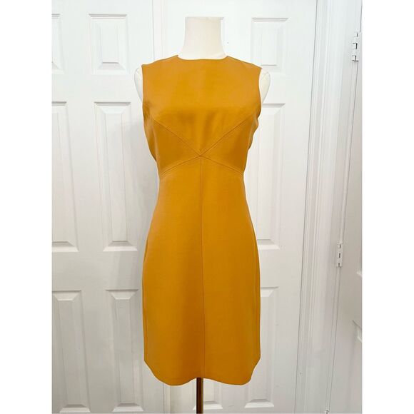 Valentino Womens Mustard Pumpkin Sleeveless Wool Shift Dress Size 0 - Picture 1 of 6